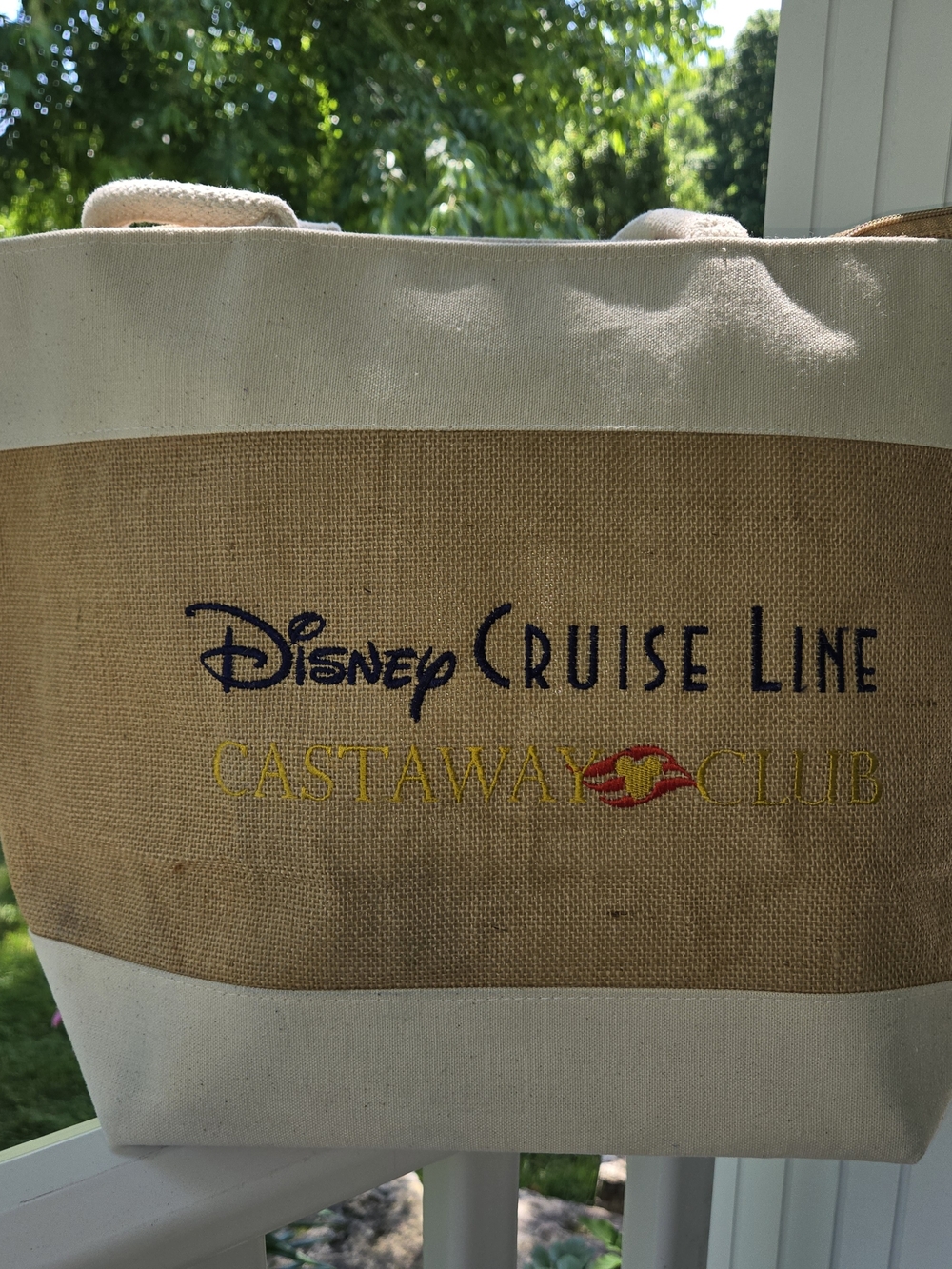 Disney Cruise Line Castaway Club Jute Tote - Natural and Yellow